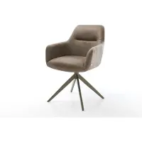DELIFE Drehstuhl Pejo-Flex Mikrofaser Taupe Vintage Kreuzgestell breit Effektfinish Titan 360° drehbar Taschenfederkern