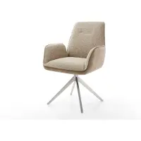DELIFE Drehstuhl Zoa-Flex Materialmix Schlamm Kreuzgestell breit Edelstahl 360° drehbar Taschenfederkern
