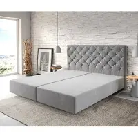DELIFE Boxspringgestell Dream-Great 180x200 cm Mikrofaser Grau