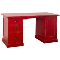 Casa Padrino Landhausstil Schreibtisch Antik Stil Rot 152 x 70 x H. 78 cm - Massivholz Büromöbel