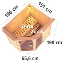 Karibu Sauna Fiona 1 (Eckeinstieg), Ganzglastür, bronziert, ohne Zubehör