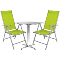 Mojawo Bistro Sitzgarnitur Bistrogarnitur 3-teilig Silbergrau / Lime