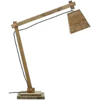 Casa Padrino Kiefernholz Tischleuchte Naturfarben 90 x 30 x H. 105 cm - Luxus Tischlampe mit schwarzem Kabel