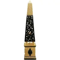 Casa Padrino Luxus Stehleuchte Obelisk Schwarz / Gold 22 x 22 x H. 105 cm - Handbemalte Keramik Stehlampe mit Swarovski Kristallglas - Luxus Lampe
