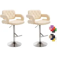 CLP 2er Set Barhocker Dublin Kunstleder Mit Armlehne I Drehbarer Thekenhocker Mit Fußablage I Höhenverstellbarer Barstuhl, Farbe: creme
