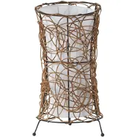 M2OUTLET SKOV Tischleuchte 41652 – Ø20CM, E27, Rattan & Stoffschirm – Natürliches Design für eine warme Atmosphäre
