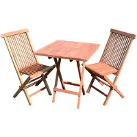 Mojawo XL Teakholz Balkon-Set 3tlg. mit Tisch 80x80xm + 2 x Gartenstuhl Plantagenzucht
