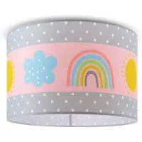 Paco Home Deckenleuchte "Cosmo 962", weiß, 1, Ø 45,5cm H: 29,5cm, Leuchten, Lampe Kinderzimmer Deckenlampe Regenbogen Sonne Rosa Grau Weiß E27, Deckenleuchte