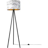 Paco Home Stehlampe "Trina Kraft", schwarz, H: 148,5cm, Leuchten, Standleuchte Schlafzimmer E27 Marmor Stein Design Grau Weiß, Stehlampe