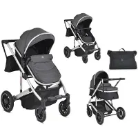 Moni Kombikinderwagen 2 in 1 Thira Babywanne, umbaubar, Sportsitz, Fußabdeckung grau