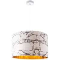 Paco Home Pendelleuchte "Kraft 525", weiß, 1, Ø 45,5cm H: 27cm, Leuchten, Deckenlampe Wohnzimmer Hängelampe Esszimmer Marmor Weiß E27, Pendelleuchte