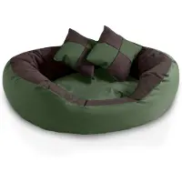 BedDog 4in1 Hundebett SABA, Hundekissen, abwischbar,L,MYSTIC (braun/grün)