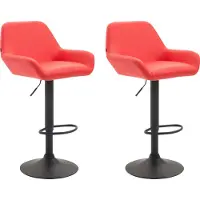 CLP 2er Set Barhocker Braga Kunstleder I Höhenverstellbarer Barstuhl Mit Metallgestell I Thekenhocker Mit Integrierter Fußstütze, Farbe: rot, Gestellfarbe: schwarz