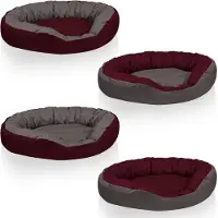 BedDog Hundebett SUNNY 4in1 oder einfarbig, waschbar, mit Rand, Hundekissen,CHERRY-ROCK (bordeaux/grau),L