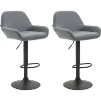 CLP 2er Set Barhocker Braga Kunstleder I Höhenverstellbarer Barstuhl Mit Metallgestell I Thekenhocker Mit Integrierter Fußstütze, Farbe: grau, Gestellfarbe: schwarz
