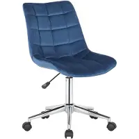 CLP Bürostuhl Medford Samt I Drehstuhl Für Home-Office I Schreibtischstuhl Höhenverstellbar Mit Drehfunktion, Metallgestell Und Rollen, Farbe: blau