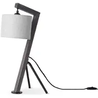 Paco Home Tischleuchte "GALLOW", schwarz (anthrazit, grau), 1, Ø 16cm H: 49cm, Leuchten, Modern Wohnzimmer Dreibein Holz Metall Vintage E27, Tischleuchte