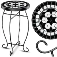 Kesser Mosaiktisch Bistrotisch Blumenhocker Rund 60x34cm Metall Mosaik Beistelltisch Balkontisch Gartentische Terrassentisch Balkon Steinmosaik Garten Gartentisch Indoor Outdoor