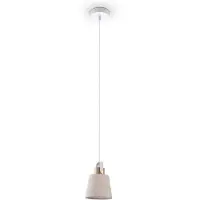 Paco Home Pendelleuchte "MARTA", weiß (weiß creme), Ø 15cm H: 21cm, Leuchten, Wohnzimmer Esszimmer Industrial Design E27 Stoffschirm 1,5m Kabel, Pendelleuchte