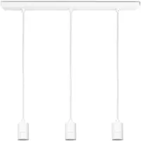 Paco Home Pendelleuchte "HUGO SQ S", weiß, 3, Ø 4,4cm H: 163cm, Leuchten, Stabile Lampenaufhängung E27 1,5m Textilkabel 3 Flammig 60cm Breit, Pendelleuchte