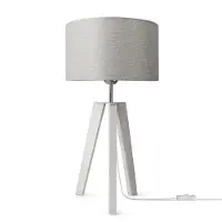 Paco Home Tischleuchte Dreibein Nachttischlampe Stehlampe E27 Stoff Lampenschirm Uni