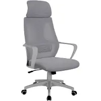 Trisens Bürostuhl mit Lordosenstütze im Netzstoff-Design Schreibtischstuhl mit Wippfunktion ergonomischer Drehstuhl mit einer verstellbaren atmungsaktiven Rückenlehne,Farbe:Grau