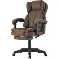 Trisens Bürostuhl mit gepolsterten 3-Punkt-Armlehnen Schreibtischstuhl mit Kopf- und Fußstütze ergonomischer mit einer verstellbaren Rückenlehne,Farbe:Kaffeebraun