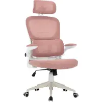 Trisens Flexibler Bürostuhl in moderner Mesh-Optik ergonomischer Schreibtischstuhl mit Nacken- und Lordosenstütze Gamingstuhl mit atmungsaktiver Netzrückenlehne und Wippfunktion ,Farbe:Weiß/Rosa