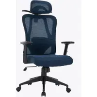 Trisens Bürostuhl mit platzsparendem Kleiderbügel - ergonomischer Schreibtischstuhl mit Nacken- und Lordosenstütze - komfortabler Gamingstuhl mit Netzrückenlehne und Wippfunktion,Farbe:Schwarz/Dunkelblau