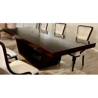 Casa Padrino Luxus Esstisch Braun / Gold 300-400 x 110 x H. 78 cm - Ausziehbarer Massivholz Esszimmertisch - Italienische Luxus Esszimmer Möbel - Luxus Qualität - Italy