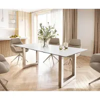 DELIFE Esstisch Edge 200x100 Keramik Laminam Statuarietto Weiß Edelstahl Breit