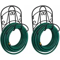 BAYLI 2er Set Gartenschlauchhalter aus Gusseisen 30 x 37 cm Schwarz, Schlauchhalter Wandhalterung für Gartenschlauch, dekorative Schlauchhalterung für Garten, Terrasse, Garage, Werkstatt, Schuppen