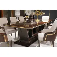 Casa Padrino Luxus Esstisch Grau / Braun / Gold 350 x 112 x H. 70 cm - Rechteckiger Massivholz Küchentisch - Esszimmer Möbel - Luxus Möbel - Luxus Kollektion