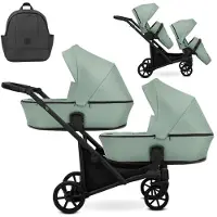 Kunert Brav Duo 2in1 Zwillingswagen - schwarzes Gestell - Farbe: Rosa