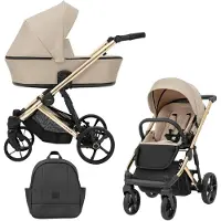 Kunert ARIZO PREMIUM 2in1 Kinderwagen in Braun mit goldenem Gestell