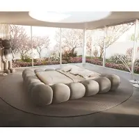 DELIFE Polsterbettgestell Perlla 180x200 cm Bouclé Taupe