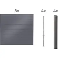 GAH Alberts Dichtzaun ALBERTS "Palitio, Profilhöhe 150 mm", grau (umbragrau ral 7022, zum einbetonieren), H:180cm, Aluminium, Zaunelemente, Dichtzaun, Aluminium, verschiedene Dekore und Längen