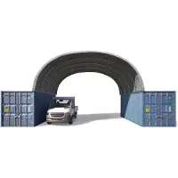 TOOLPORT Container Überdachung Contop 8x6m – PVC Plane 2300N grau – Lagerhalle Schüttgut Unterstand Zelthalle