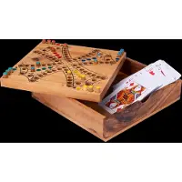 Logoplay Holzspiele Tock für 4 Spieler in der Box - Spielfeld 18 x 18 cm - Gesellschaftsspiel mit Spielkarten
