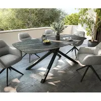DELIFE Outdoortisch Edge Boot 200x100 cm Keramik Laminam Noir Desir Braun Kreuzgestell Rechteck Schwarz