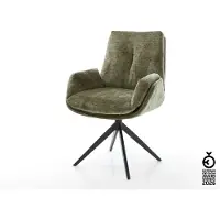 DELIFE Drehstuhl Clea-Flex Chenille Olive Kreuzgestell breit Schwarz 360° drehbar Wippfunktion