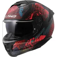 LS2 Helmets LS2 FF808 Stream II Jungle Helm, schwarz matt/rot/blau, S (55/56)