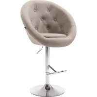 CLP Barhocker London V2 Stoff I Barhocker Mit Polsterung Und Fußablage I Barstuhl Mit Metallgestell, Farbe: taupe, Gestellfarbe: chrom