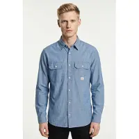 Jack & Jones Langarmhemd "JPRBLUHARRY CHAMBRAY L/S SHIRT", Herren, Gr. XS, N-Gr, medium blau denim, Web, Obermaterial: 100% Baumwolle, unifarben, regular fit, Hemden Langarmhemd