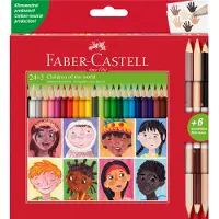 Faber-Castell Leder Set Mit 24 Buntstiften + 3 Zweifarbige Stifte Mit 6 Farbtönen
