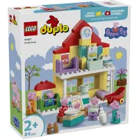 LEGO DUPLO Peppa Wutz Familienhaus - Lernspielzeug zur Förderung der Motorik - Montessori Spielzeug mit 5 Figuren & Puppenhaus Zubehör - Geschenk für Mädchen & Jungen ab 2 Jahren - 10467