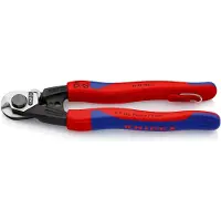 Knipex 95 62 190 T BK Drahtseilschere geschmiedet mit Mehrkomponenten-Hüllen, mit integrierter Befestigungsöse zum Anbringen einer Absturzsicherung 190 mm (SB-Karte/Blister)
