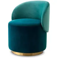 Casa Padrino Luxus Samt Esszimmer Stuhl Grün / Türkis / Messing 60 x 55 x H. 73,5 cm - Drehstuhl mit edlem Samtsoff - Esszimmer Möbel - Luxus Möbel - Luxus Qualität