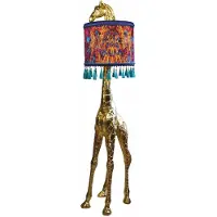 Casa Padrino Luxus Stehleuchte Giraffe mit Lampenschirm Gold / Bunt H. 171 cm