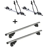 VDP 2x Fahrradträger SAGITTAR + Dachträger/Relingträger LION1 kompatibel mit für Skoda Fabia III Station Wagon (NJ) (5 Türer) ab 15